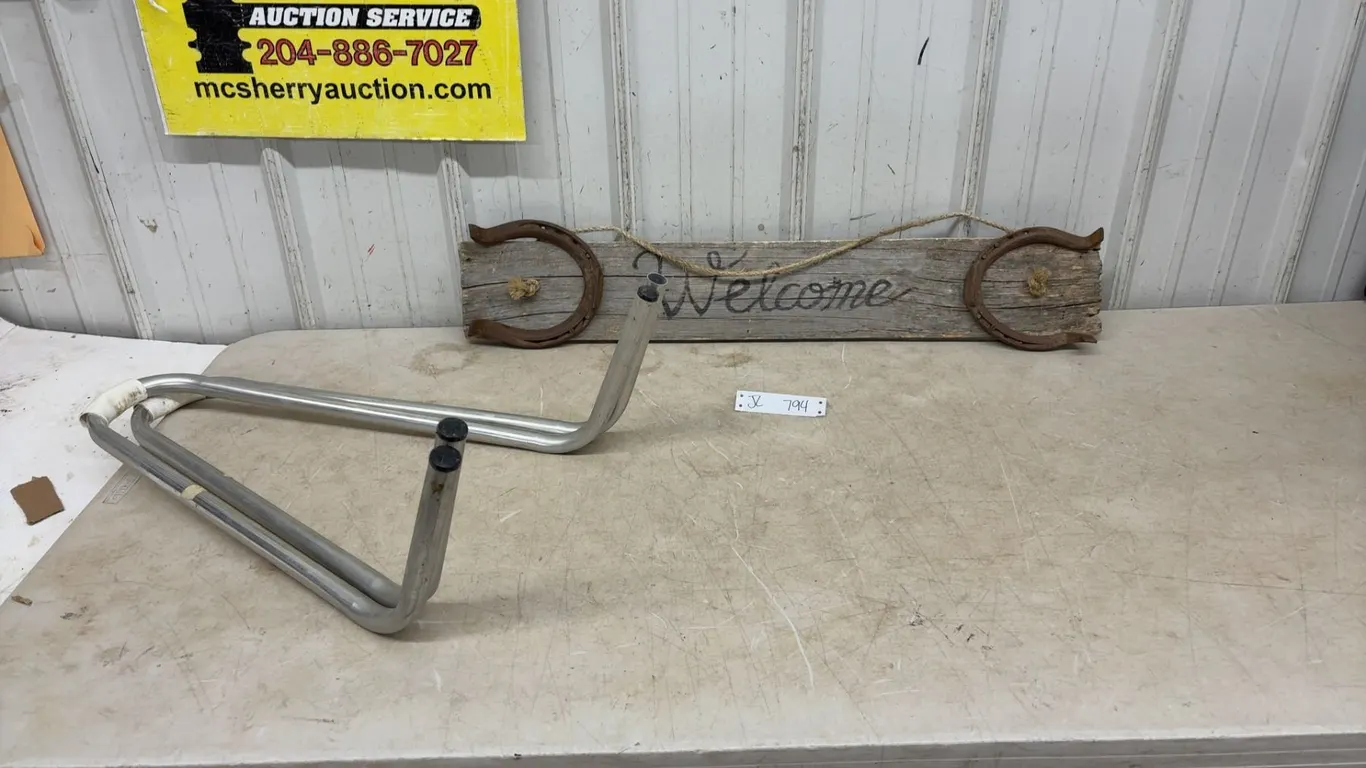 Antique Welcome Sign With Horseshoes 34 × 5.5, and Aluminum Ladder Stand off Arms