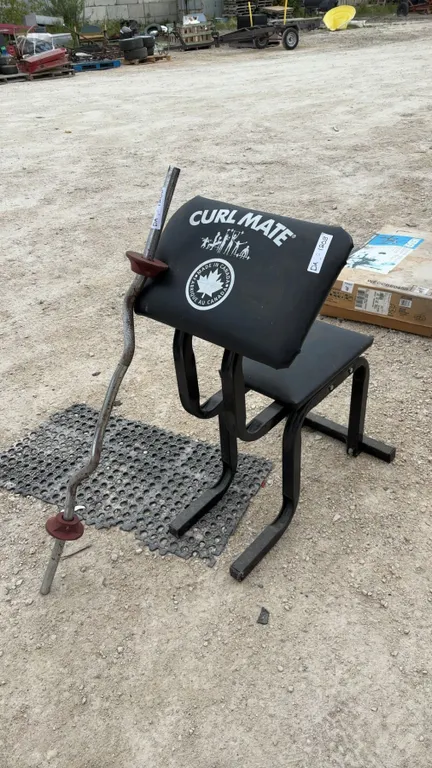 Curl Mate Arm Curl Bench and EZ Curl Bar, Made in Canada