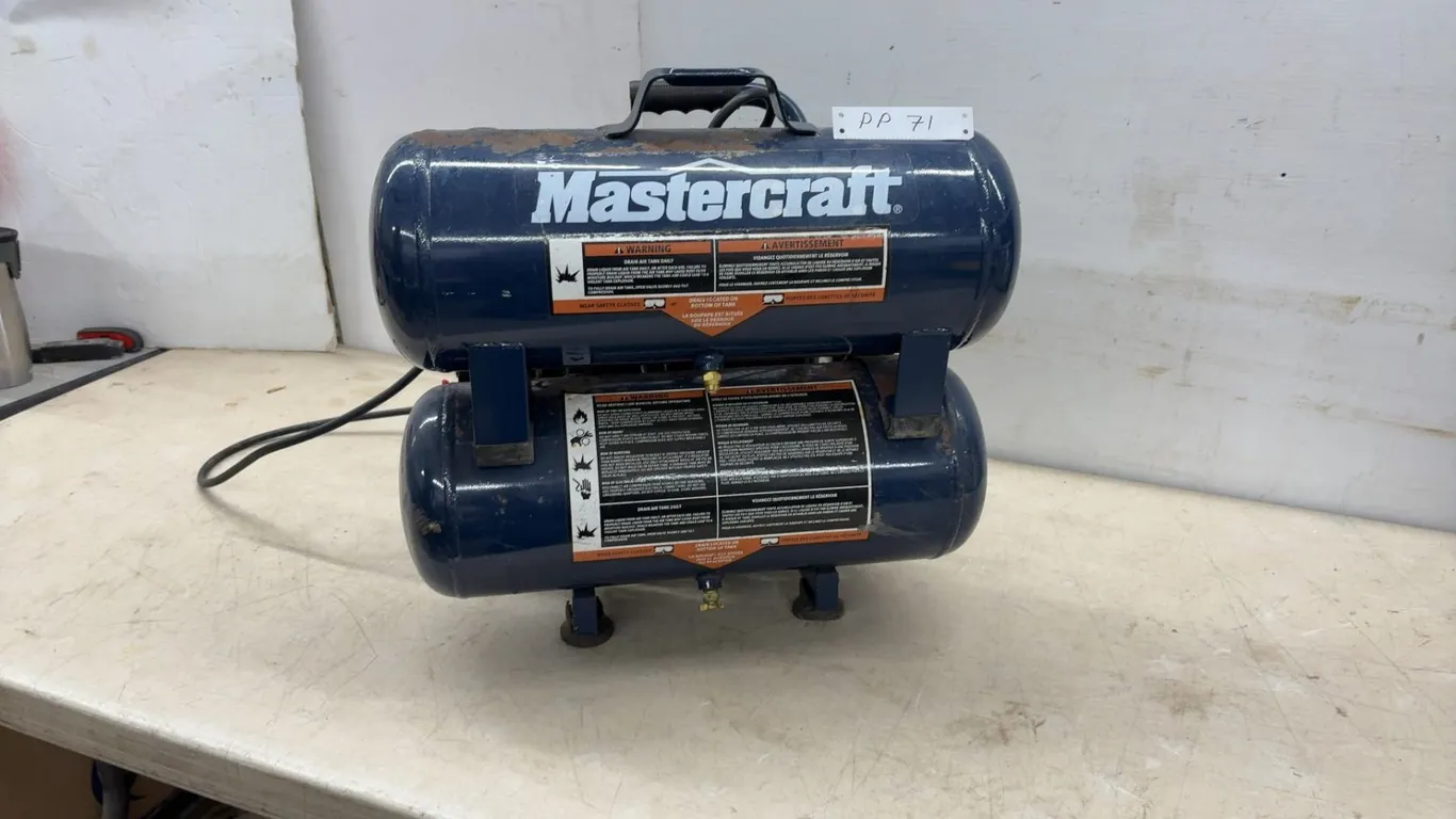 Mastercraft 6-Gallon Twin-Tank Portable Air Compressor, 2 HP, 125 PSI, SKU 058-7944-0