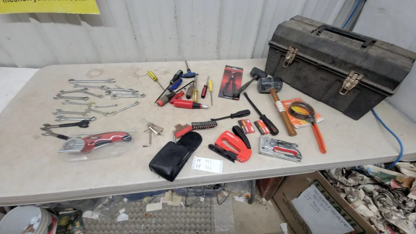 Toolbox with Wrenches, Screwdrivers, Hammers, Pliers, Staplers