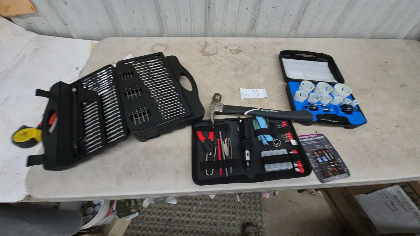 Mastercraft Hammer, Drill Bit Set, Hole Saw Set, and Maintenance Tool Kit