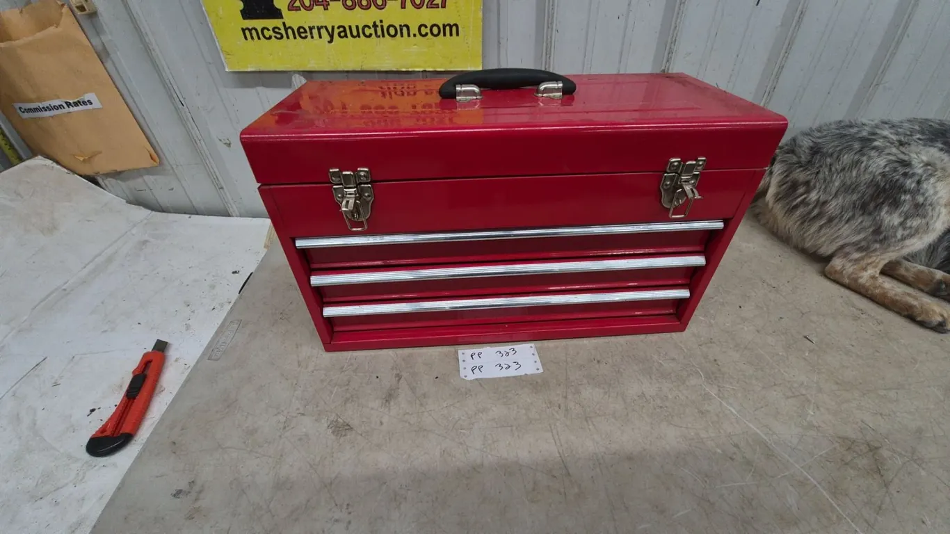 Red 3-Drawer Tool Chest 12”×20×9” . Sockets