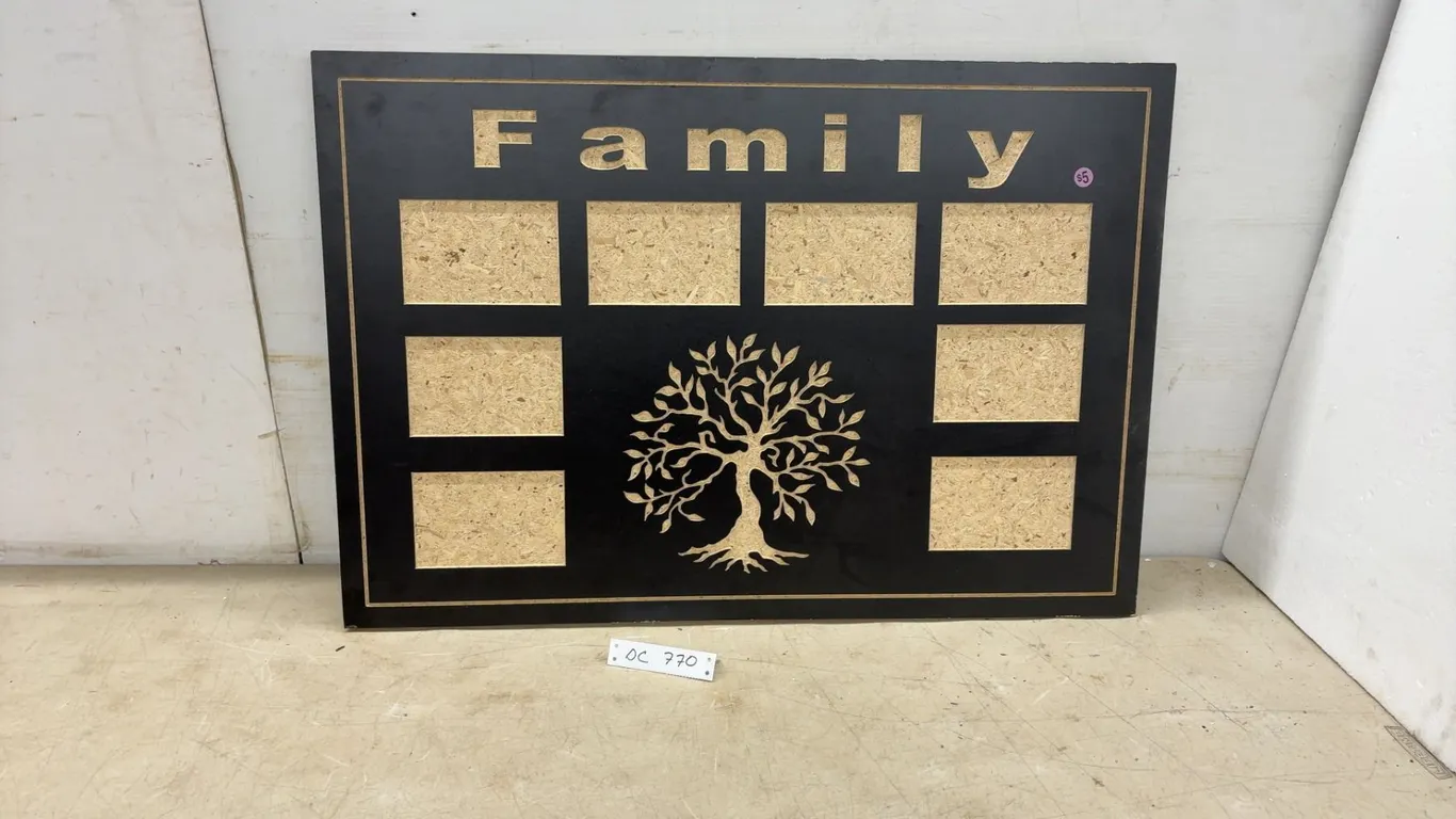 "Family" Tree of Life Wooden Photo Frame Plaque with Eight Picture Openings, 22 1/2 × 33”