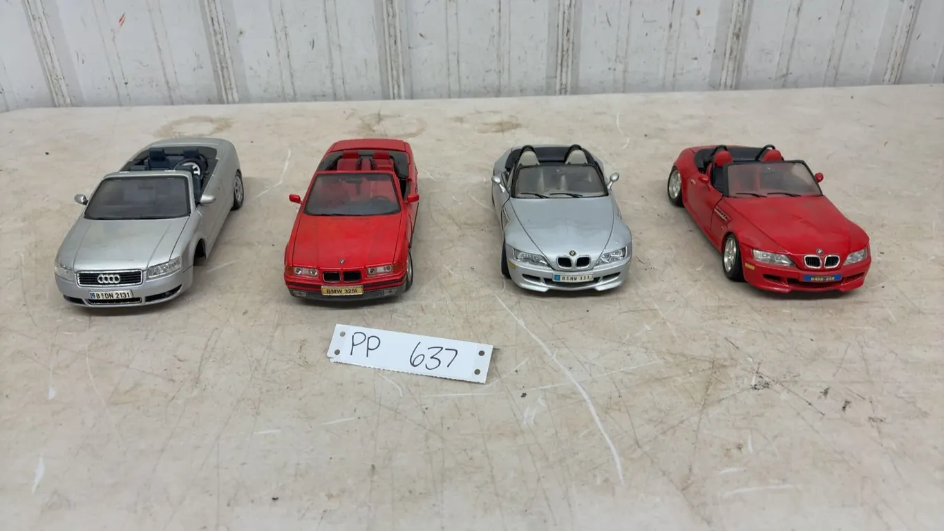 4 Diecast Cars, Motor Max, Maisto, and Urago, 1/18 Scale