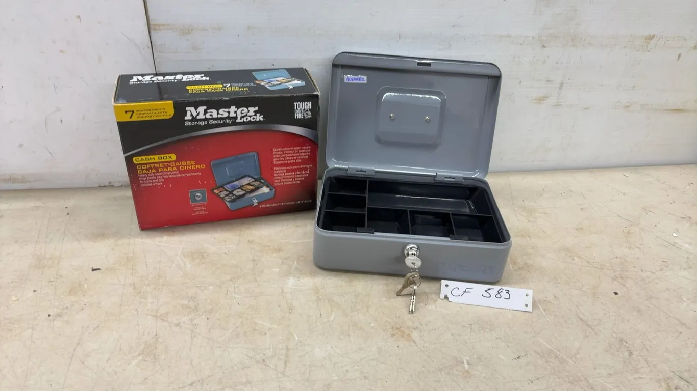 Master Lock Storage Security Cash Box, Model 7120D, 7 Compartments, with Keys