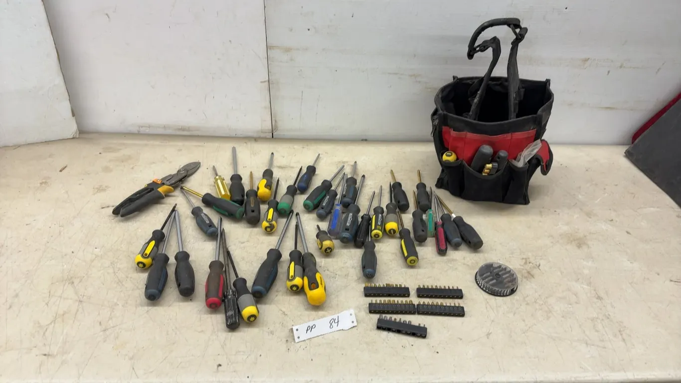 Assorted Screwdrivers, Snips, Bit Sets