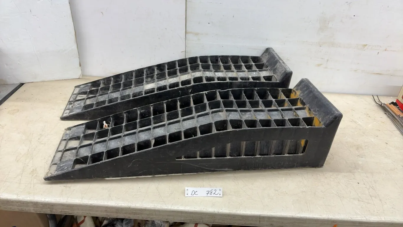 Pair of Black Heavy-Duty Plastic Vehicle Service Ramps