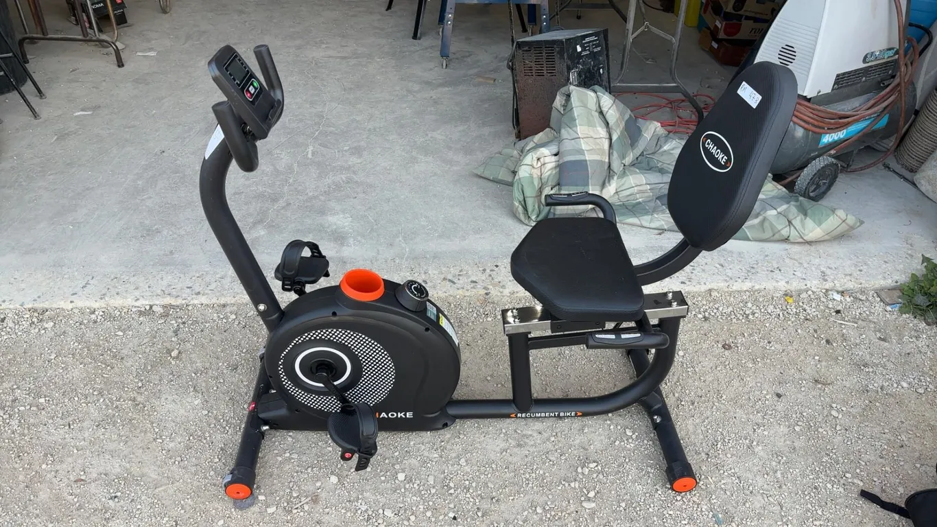 CHAOKE Recumbent Bike with Digital Display, Adjustable Seat and Backrest, and Pedals