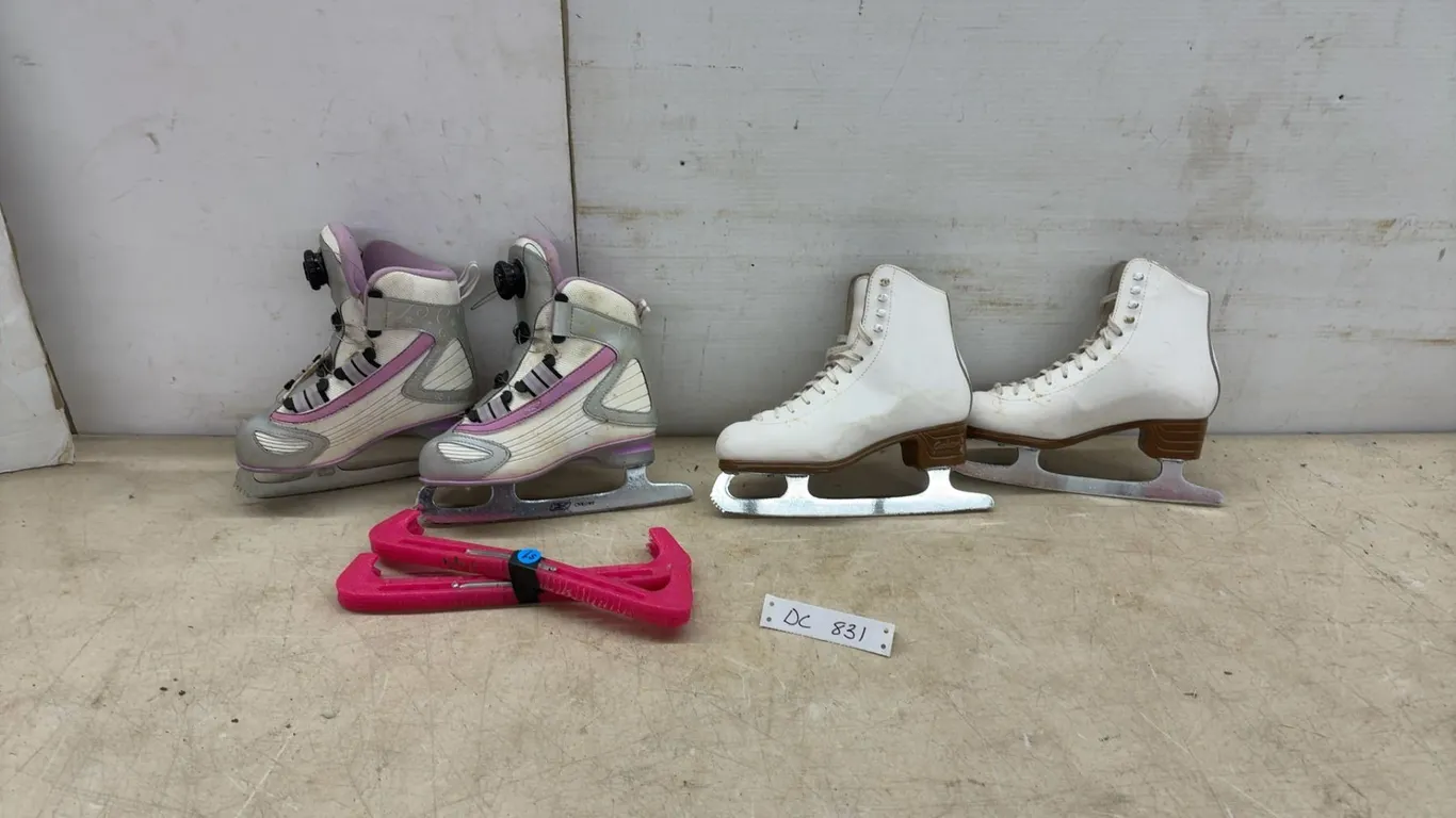 Two Pairs of Ice Skates, Girls Sz 1 and Ladies