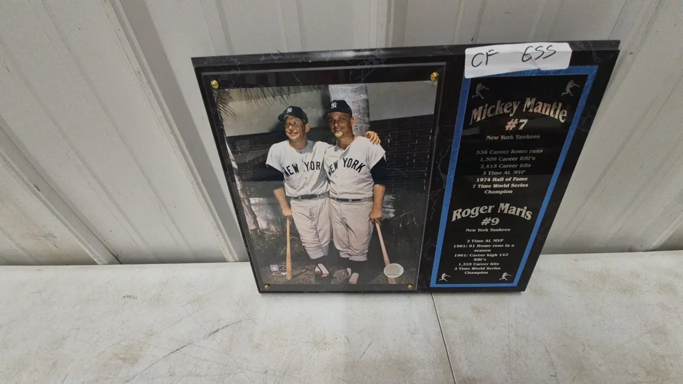 Mickey Mantle and Roger Maris New York Yankees Plaque with Stats, 12” x15”