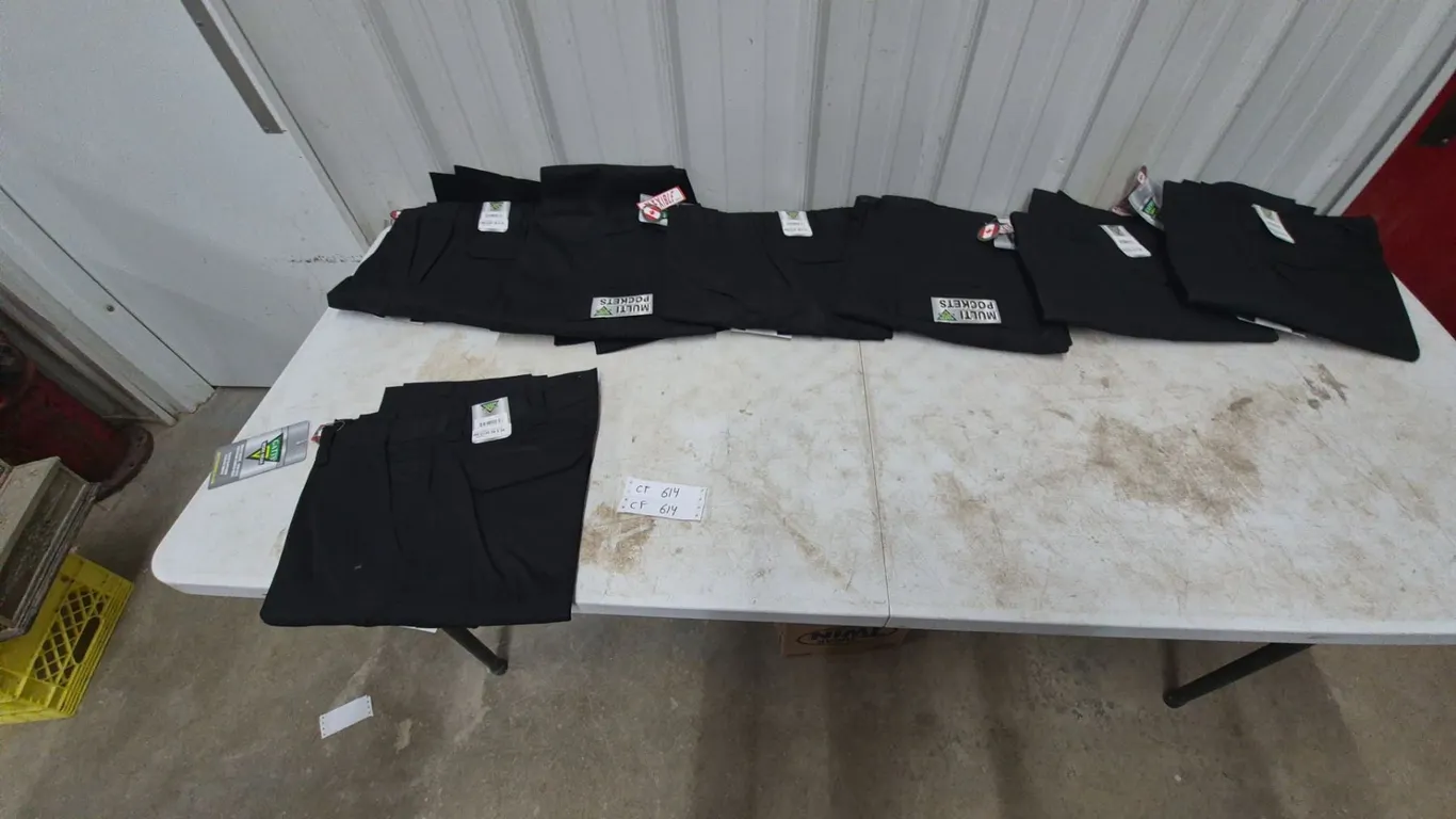 7 Pairs Gatts Work Wear Multi-Pocket Black Cargo Pants, Size 36×34