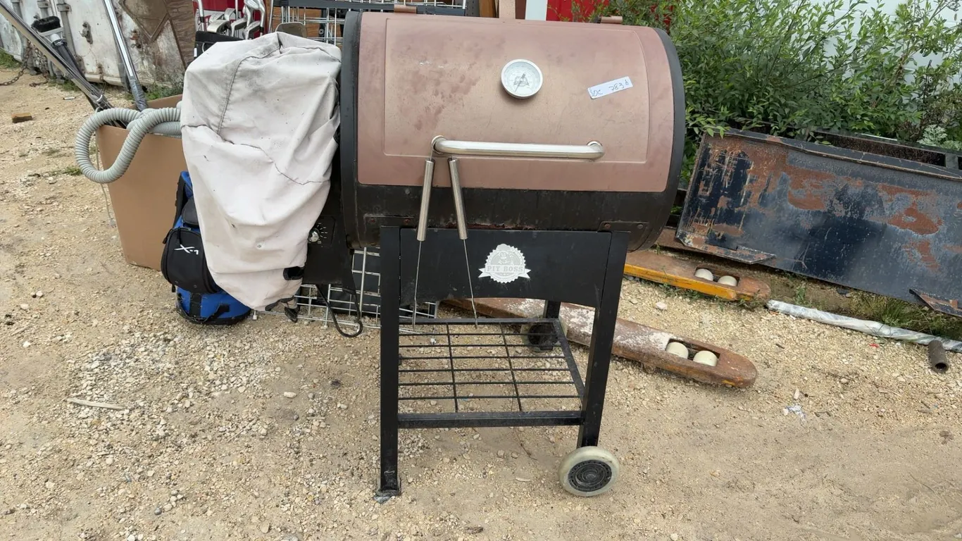 Pit Boss Barrel-Style Pellet Grill and Smoker on Wheeled Cart