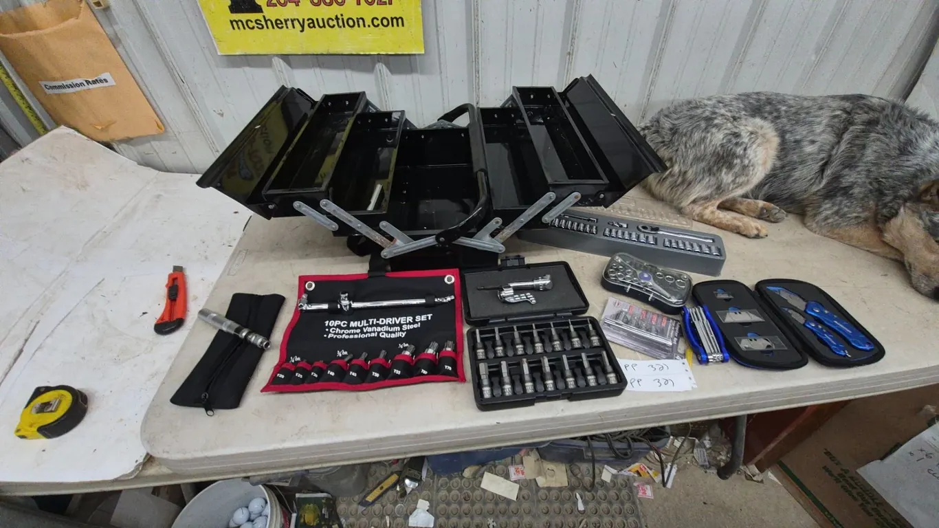 Large Metal Cantilever Tool Box, Socket Sets, Hex Key Sets, Bit Sets