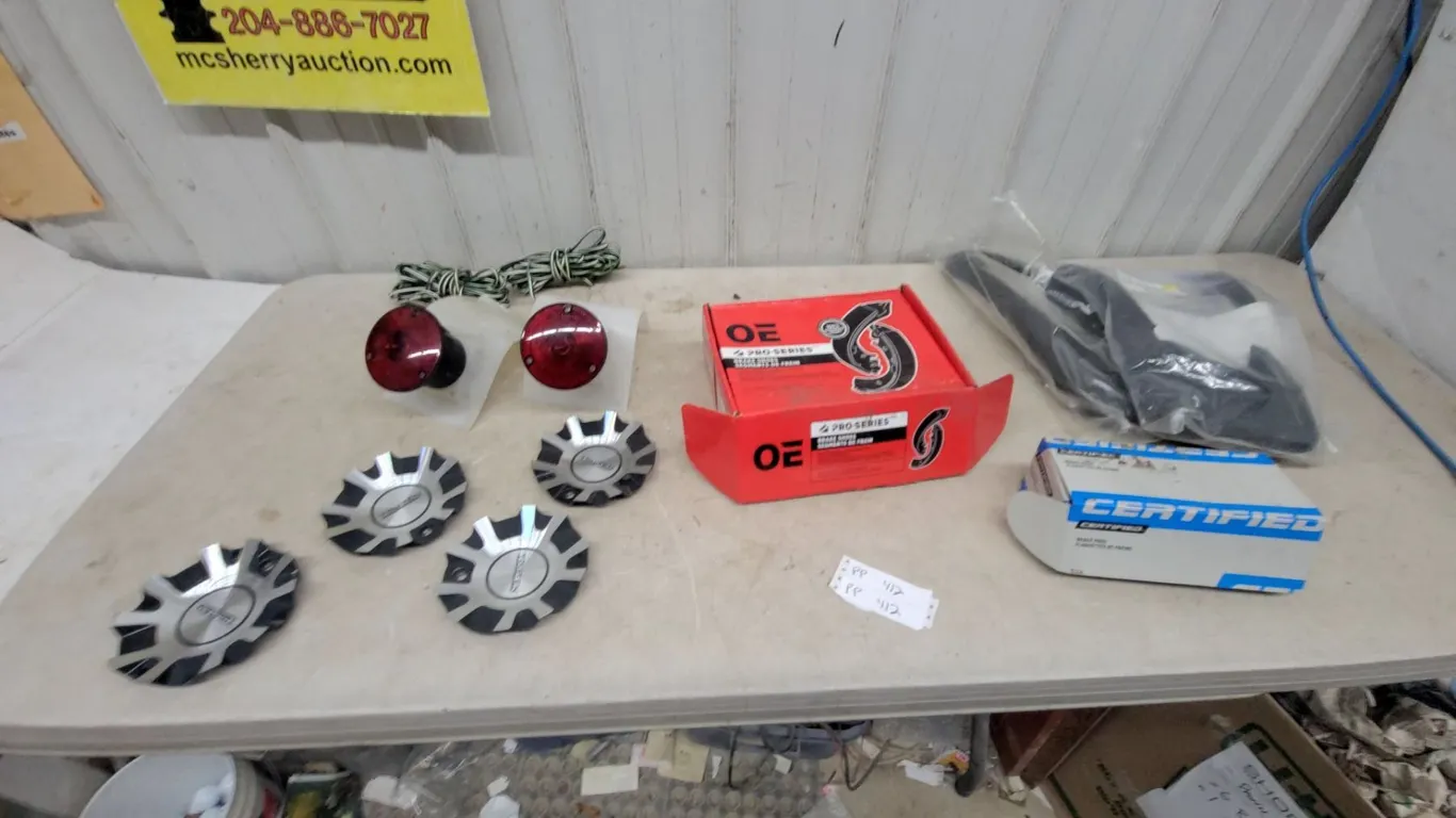 OE Pro-Series Brake Shoes and pads BFS855, 4 Touten Wheel Hub Caps, 2 Red Taillights and Mud flaps