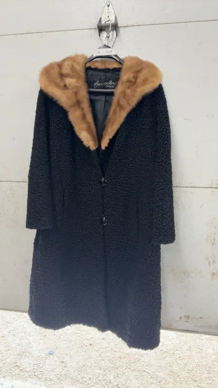 Eaton's Fur Salon Vintage Persian Lamb Coat with Mink Collar, Sz M-L