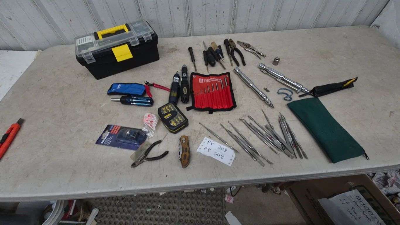 Tool Box with Powerfist 9 Piece Roll Pin Punch Set, Screwdrivers, Pliers