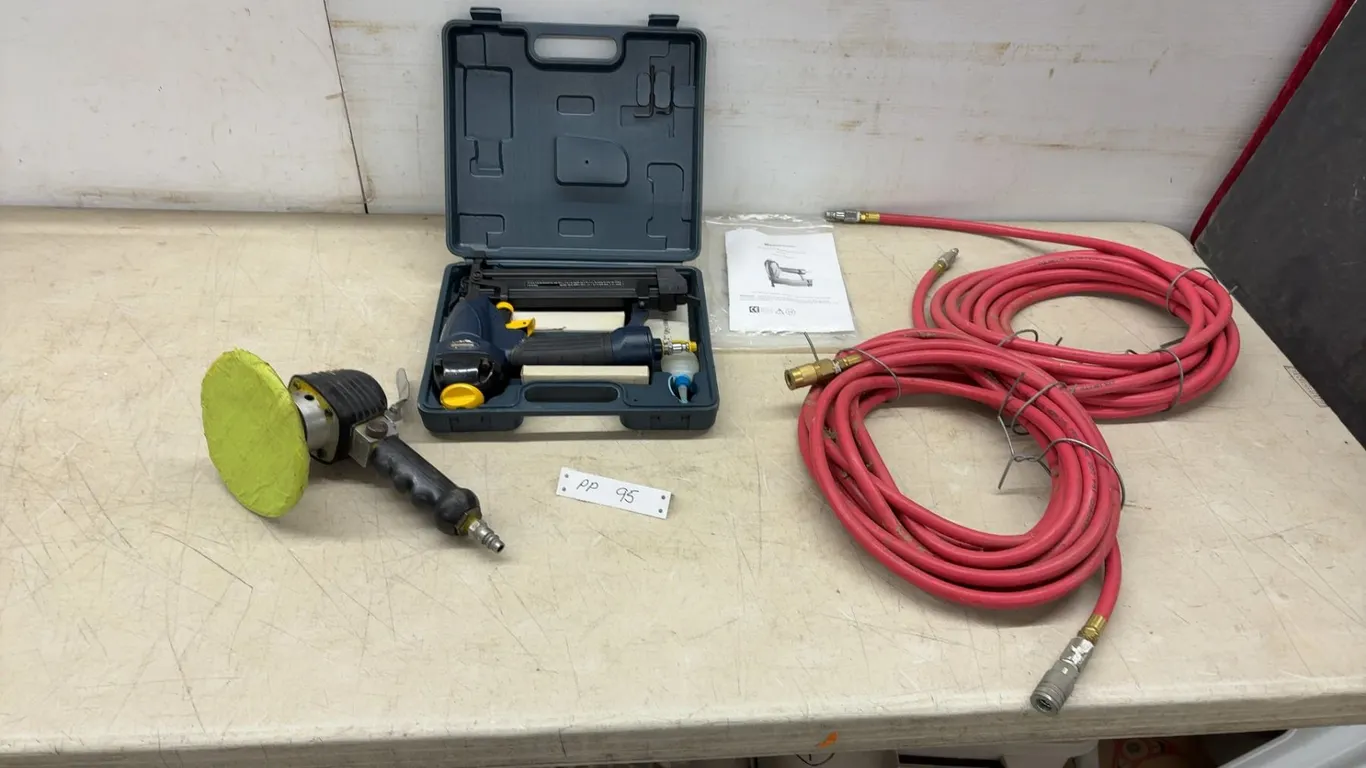 Mastercraft Air Brad Nailer/Stapler Model 058-8586-4, Air Sander, and Air Hoses