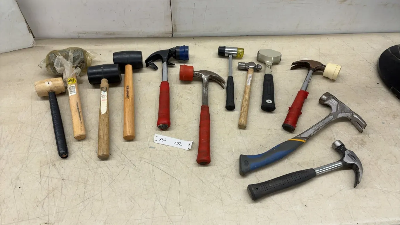 Assorted Hammers Including Rubber Mallets, Ball-Peen, Claw, and Dead Blow Hammers