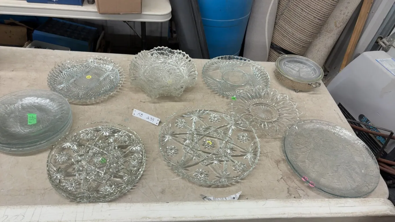 Assorted Glass Serving Dishes: Bowls, Plates, and Trays