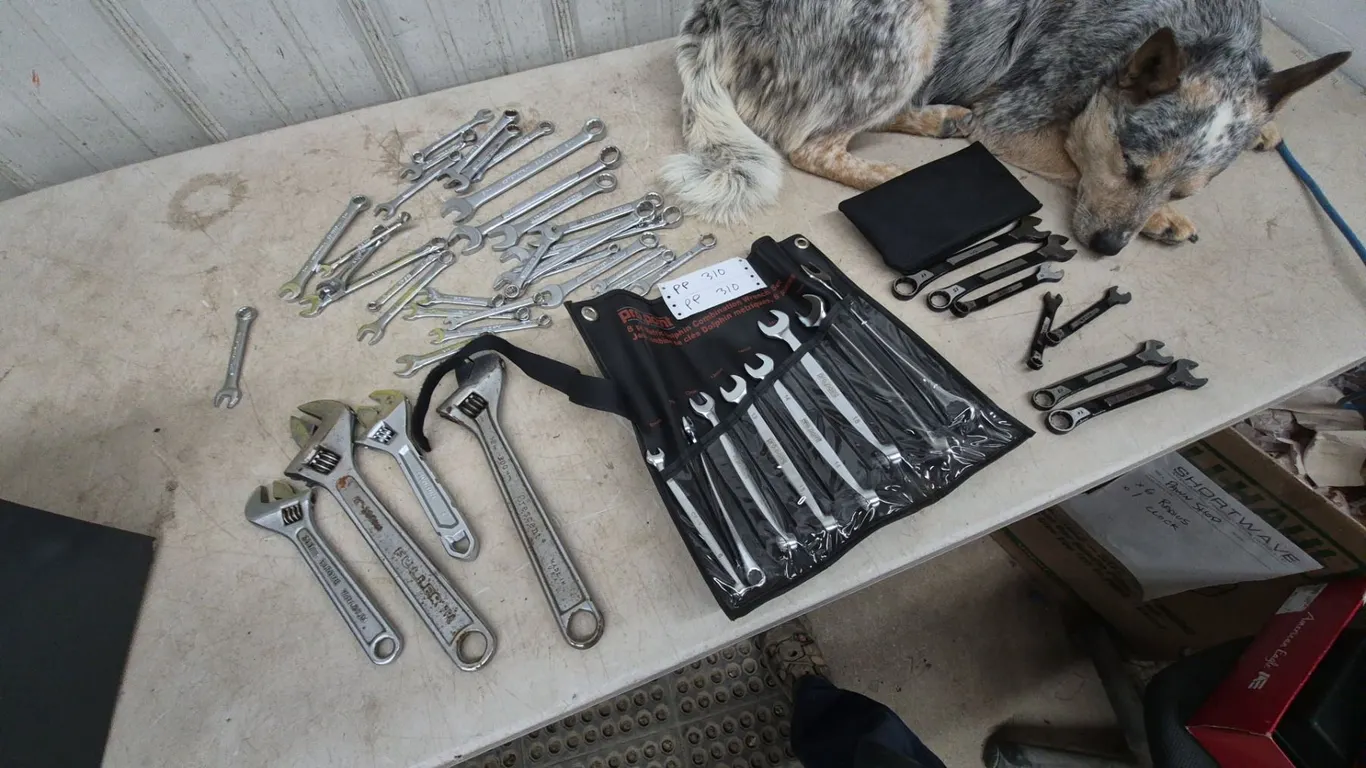 Assorted Wrenches: Crescent 14” and 12” Adjustable Wrenches, Pro Point 8-Piece Metric Wrench Set
