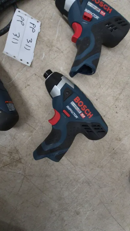 3 Bosch 10.8V Litheon Impactor Drivers andvBosch multi power tool