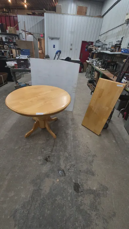 Round Pedestal Dining Table with 18” Leaf Extension