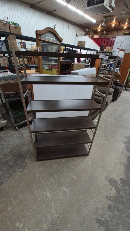 6 Tiered Metal and Wood-Look Shelf Unit 60”×36”×12”