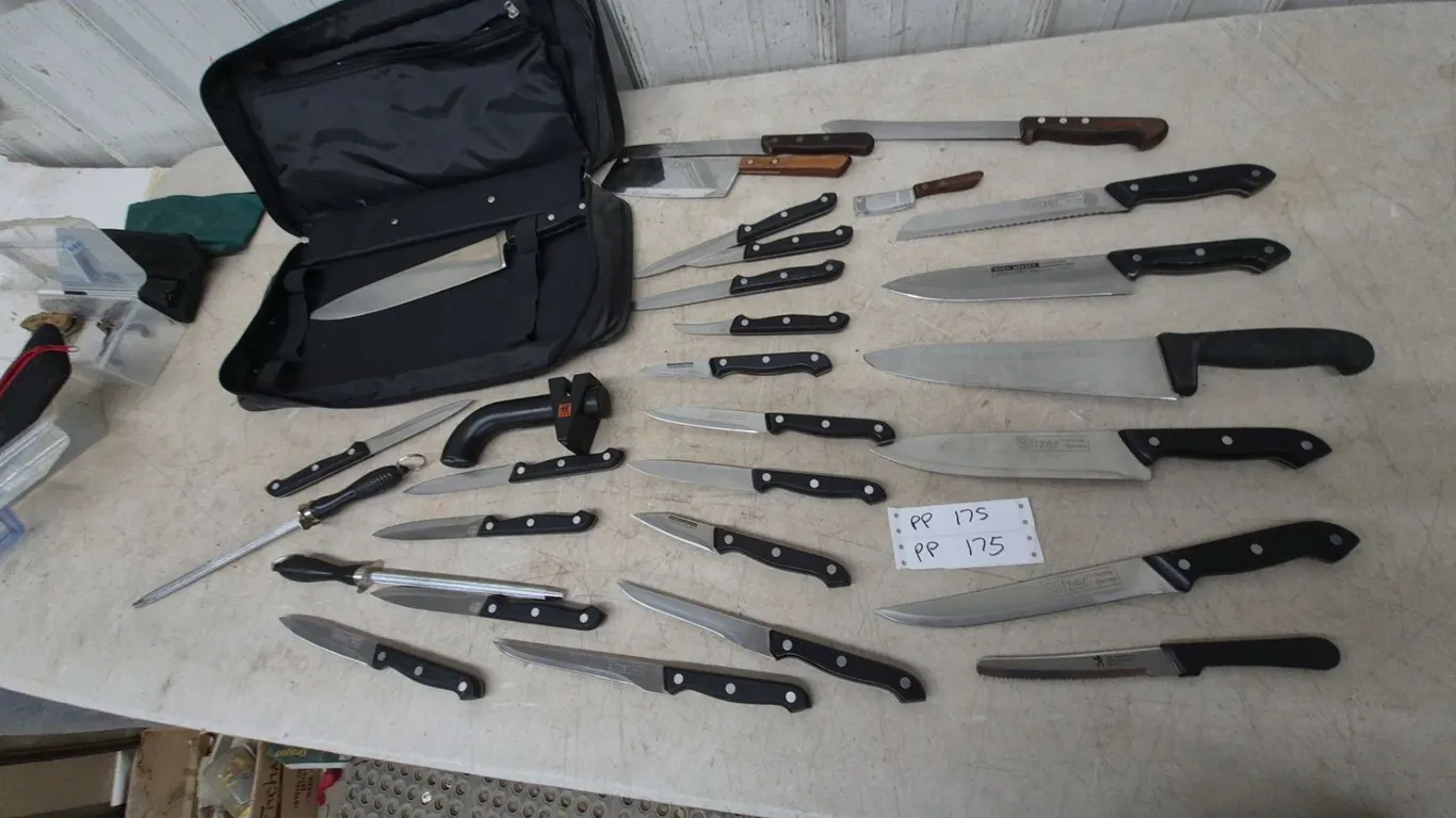 Assorted Knives and Sharpeners: Zwilling J.A. Henckels Sharpener, Slicer Knives