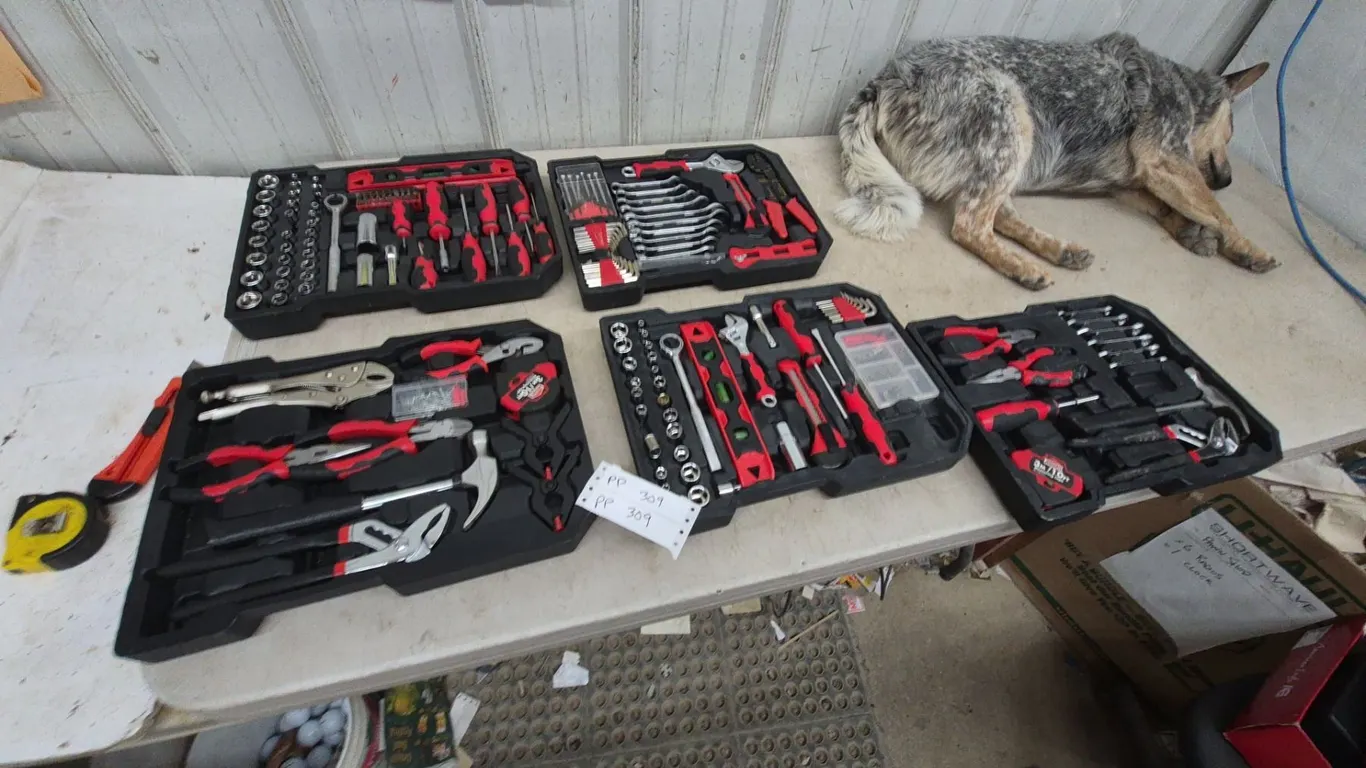 Assorted Tool Sets: 5 Tool Kits with Sockets, Wrenches, Pliers, Screwdrivers