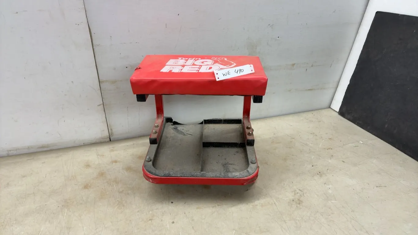 Torin Big Red Rolling Mechanic's Shop Stool with Padded Seat and Tool Tray