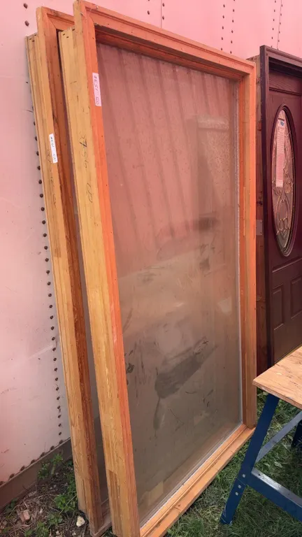 2 Wood-Framed Windows, Each 76 × 41