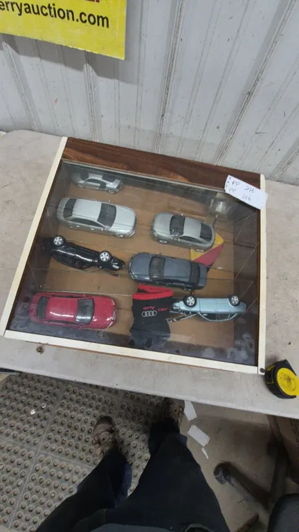 Collection of 6 Audi Die-Cast Model Cars in Display Case