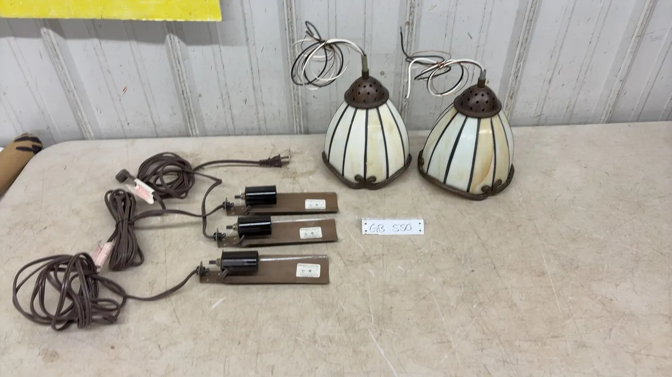 2 Brass Light Fixtures, 3 Wall Picture Lights