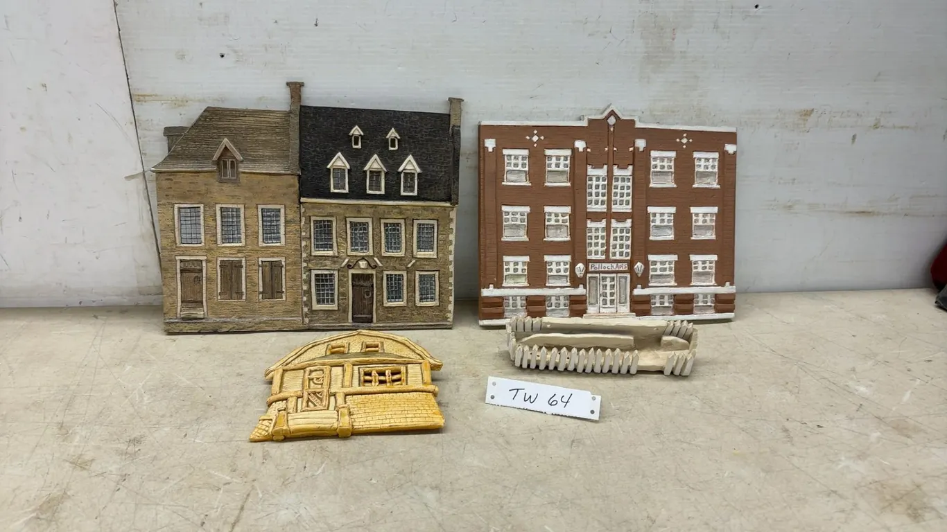 Department 56 Village Facades Including Fezziwig's Warehouse, Pollock Arts Theatre, and More