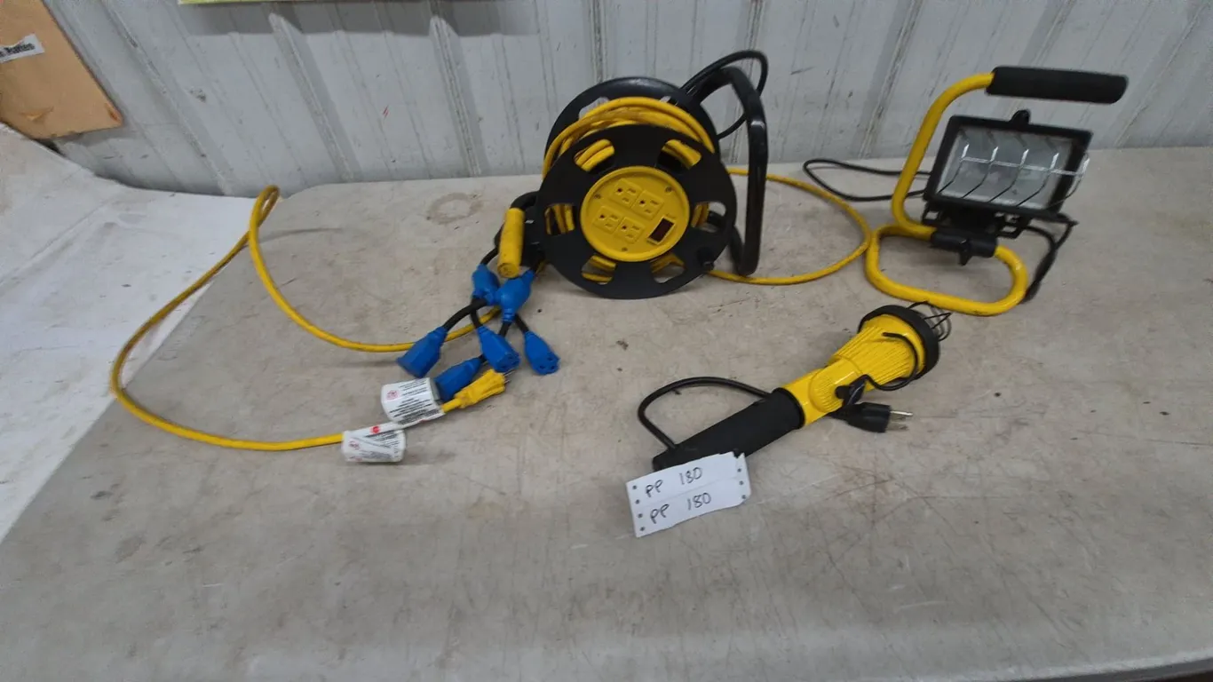 Extension Cord Reel, Work Light, and Handheld Work Light
