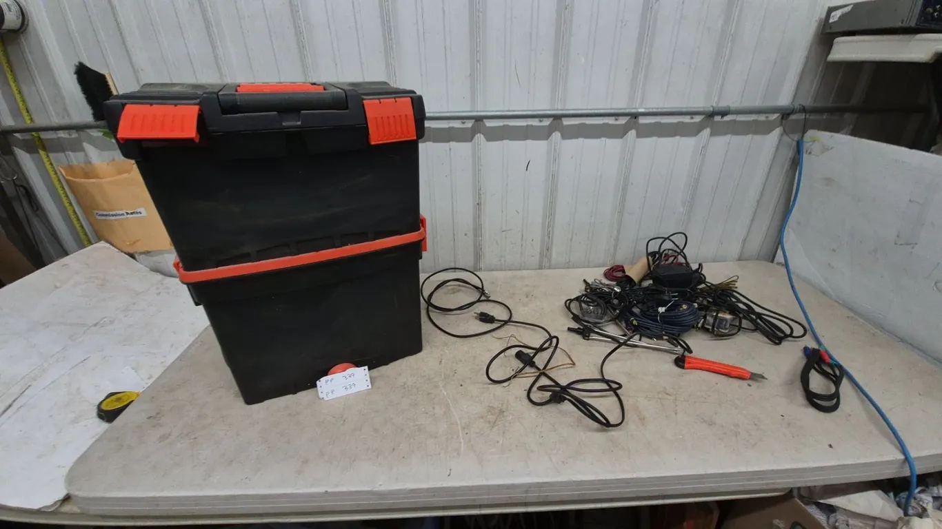Rolling Tool Box with Assorted Cables, Power Adapters