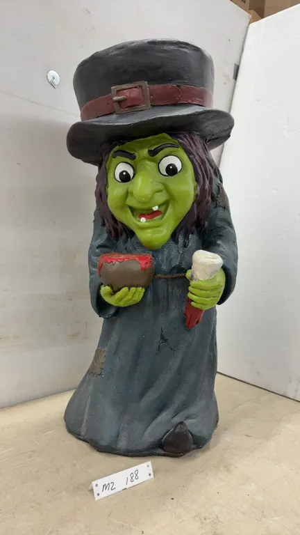 Halloween Resin Witch Door Greeter Candy Holder, 28” Tall