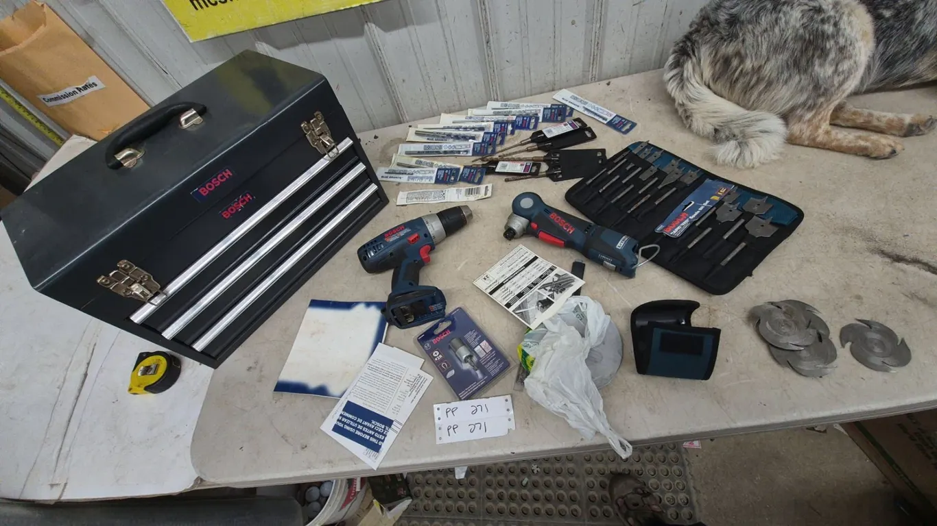Bosch Cordless Drill, Multi-Tool, Bit Sets, and Tool Box