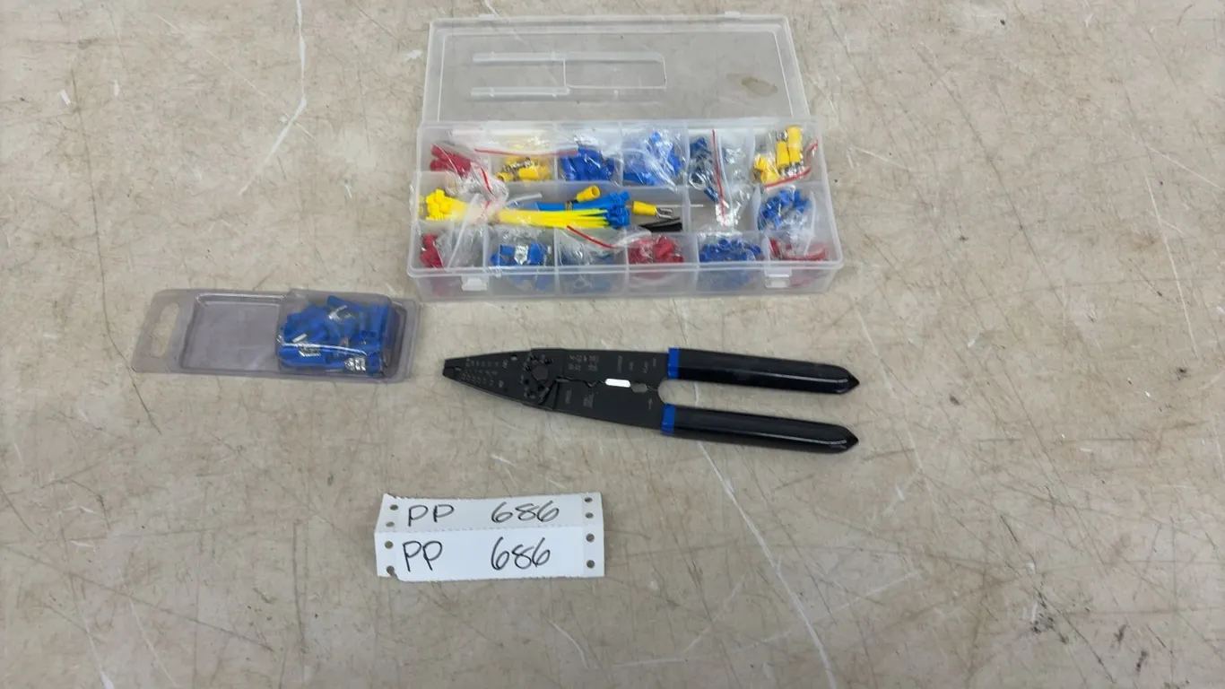 Electrical Crimp Terminal Assortment with Cable Ties, Wire Stripper and Crimping Tool