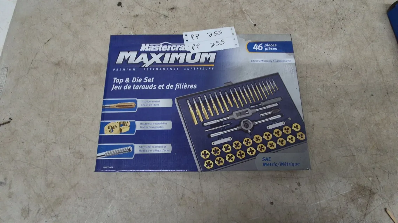 Mastercraft Maximum 46-Piece Tap and Die Set, SAE and Metric Thread, Titanium-Coated