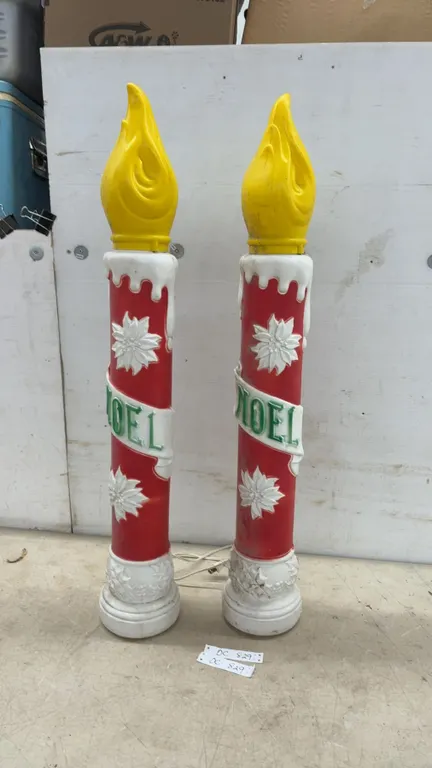 Pair of Vintage Blow Mold Noel Christmas Candles