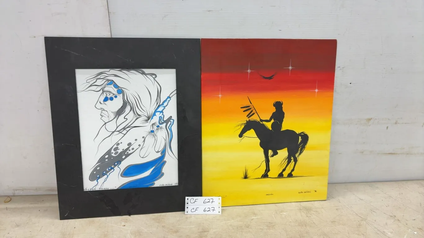 Two Indigenous Paintings, Signed Elvis Antozne