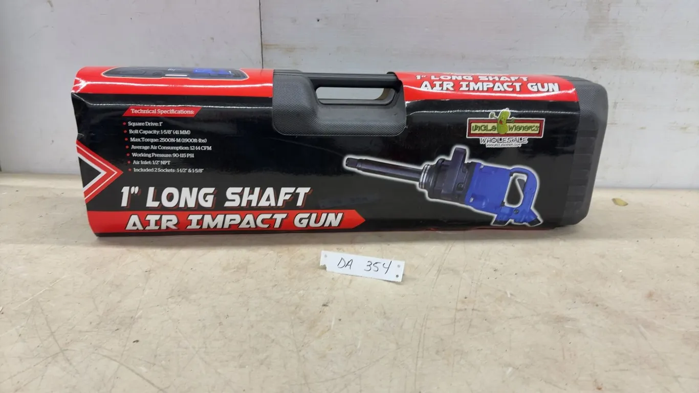 New Uncle Wiener's Wholesale 1” Long Shaft Air Impact Gun, 1900 ft-lbs, with 1-1/2” and 1-5/8”