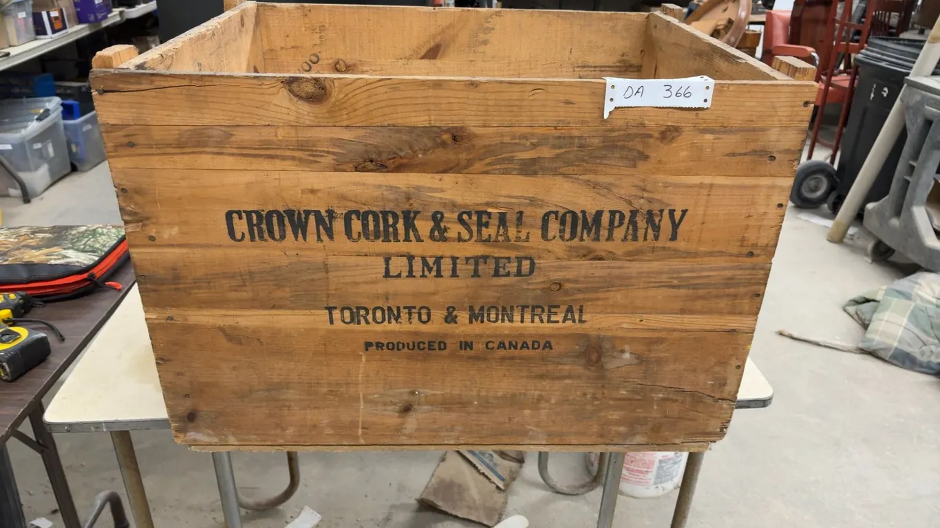 Vintage Crown Cork and Seal Company Limited Wooden Crate, 19 × 21 × 28 1/2”