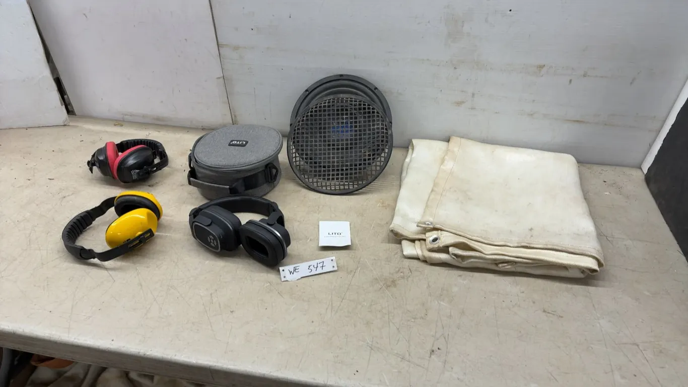 Jensen XS Series Car Audio Subwoofer, Lito Headphones, Ear Muffs, Welding Blanket