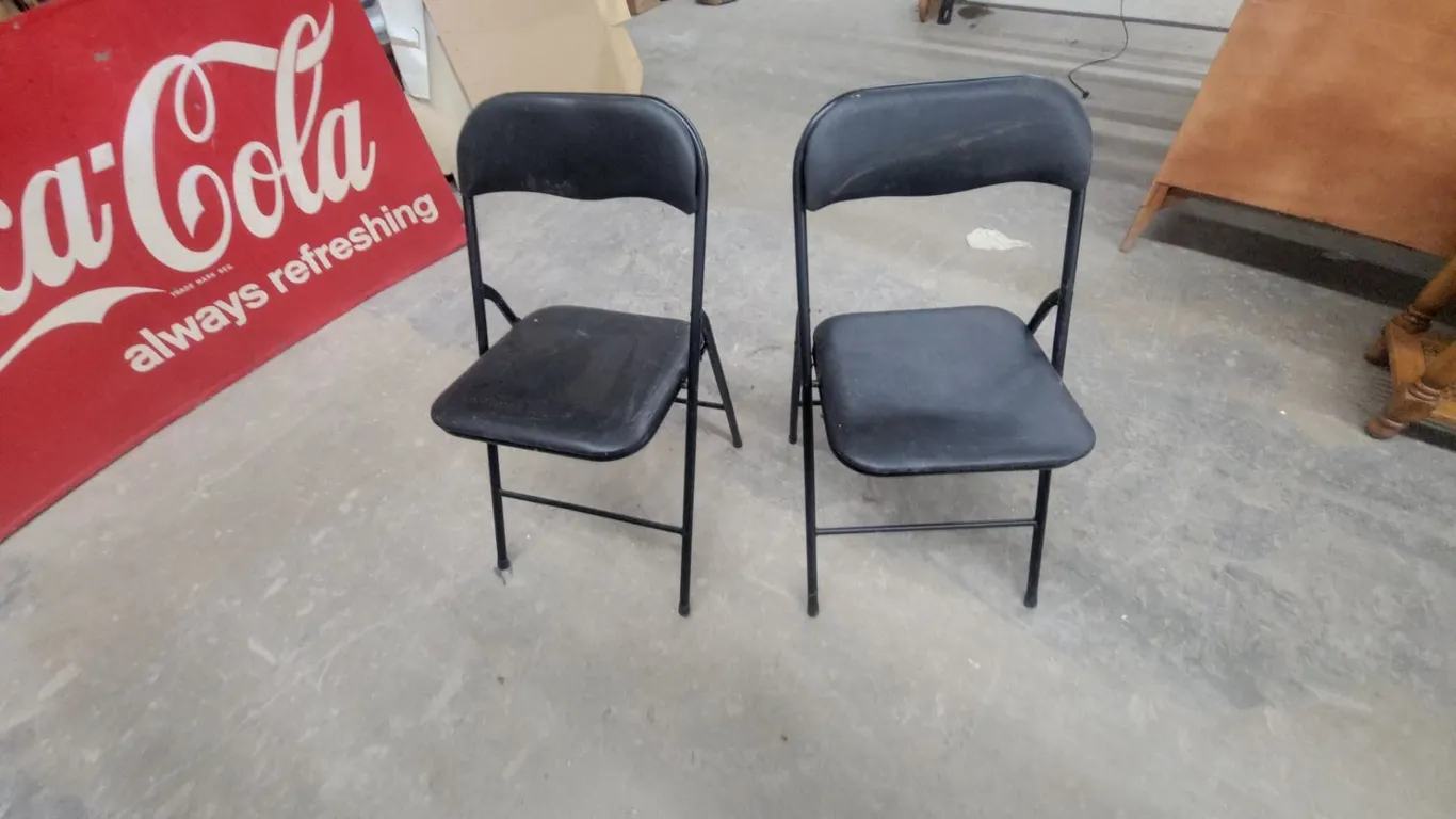 Pair of Black Folding Chairs