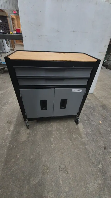 Gladiator 2-Drawer, 2-Door Rolling Cabinet with Wood Top and Casters 27”×24”×12”