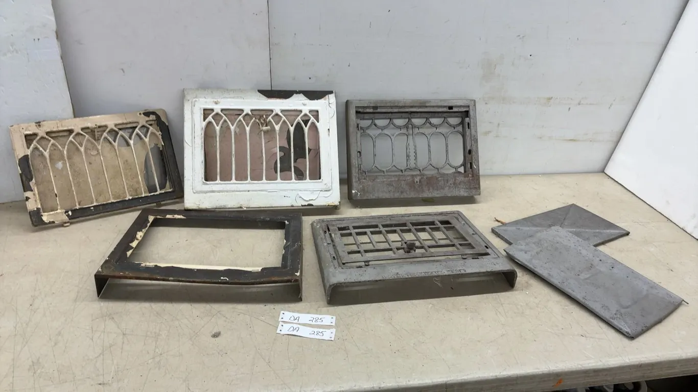 Antique Cast Iron and Metal Heating Registers and Grates, Patented 1916, Gothic Arch Design