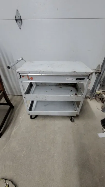 Equip-Rite 3-Tier Rolling Tool Cart with Drawer, Handle, and Contents