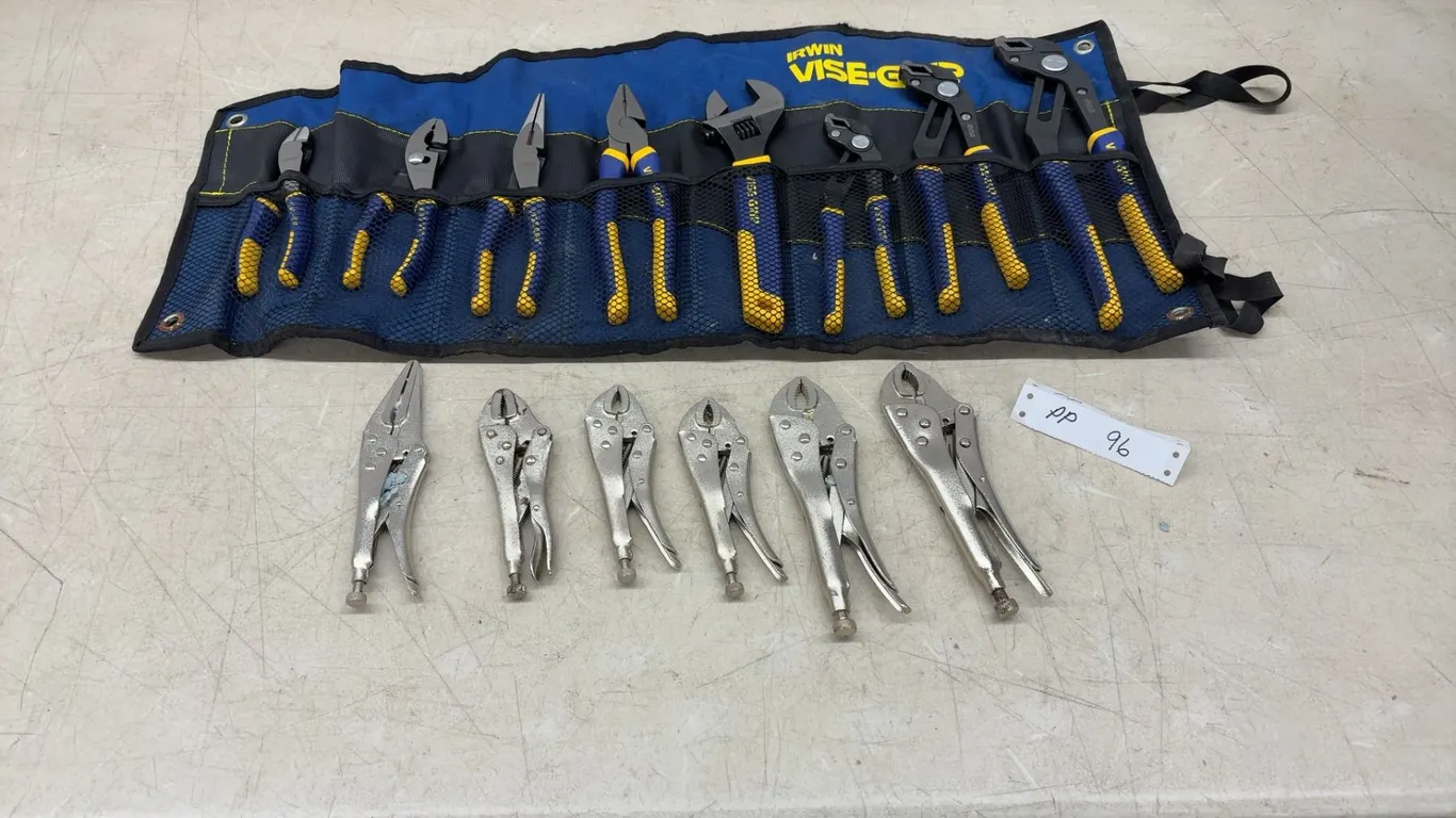 Irwin Vise-Grip Pliers Set with Roll-Up Bag, Adjustable Wrench, Locking Pliers